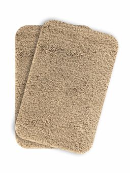 OBSESSIONS - Absorbent and Quick-Dry Polyester Bath Mat - Dark Beige (Pack of 2)