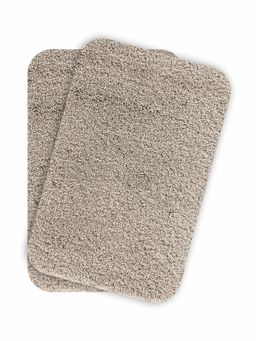 OBSESSIONS - Absorbent and Quick-Dry Polyester Bath Mat - Taupe (Pack of 2)