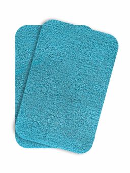 OBSESSIONS - Absorbent and Quick-Dry Polyester Bath Mat - Teal (Pack of 2)