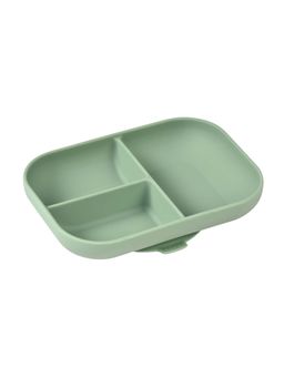 Beaba - Silicone Suction Divided Plate, Sage Green, 4M+