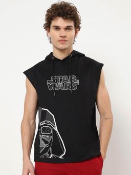 Bewakoof - Men's Black Star Wars Oversized Hoodie Vest