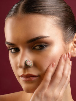 PANASH - Gold-Plated Multi-Color Nose Pin