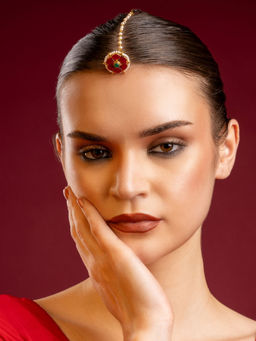 PANASH - Gold-Plated Multi-Color Stone Studded Maangtikka