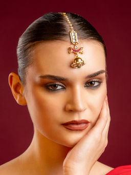 PANASH - Gold-Plated Multi-Color Kundan Pearl Maangtikka