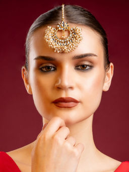 PANASH - Gold-Plated Kundan Pearl Maangtikka