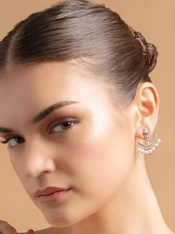 PANASH - Silver Plated White Pearl Drop Earrings