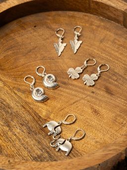 PANASH - Silver Plated Minimal Drop Earrings (Pack Of 4)