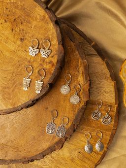 PANASH - Silver Plated Contemporary Drop Earrings (Pack Of 6)