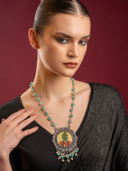 PANASH - Silver-Plated Green Handcrafted Pearl Necklace