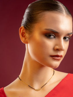 PANASH - Gold-Plated American Diamond Studded Mangalsutra