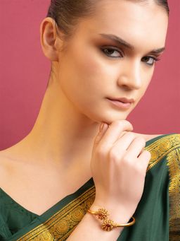 PANASH - Women Red Stone Brass Gold-Plated Bracelet