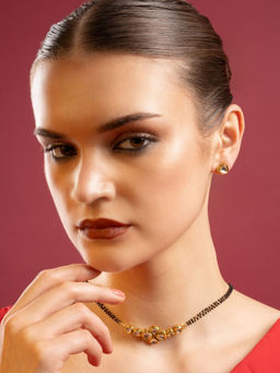 PANASH - Gold-Plated Kundan Mangalsutra with Earrings Set