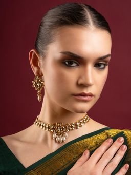 PANASH - Gold-Plated Kundan Stone Studded Jewellery Set