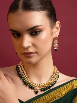 PANASH - Gold-Plated Kundan Stone Studded Jewellery Set
