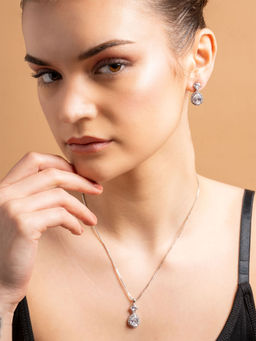 PANASH - Silver-Plated Cubic Zirconia Stone Studded Jewellery Set