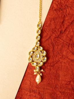 PANASH - Gold-Plated Kundan Pearl Maangtikka