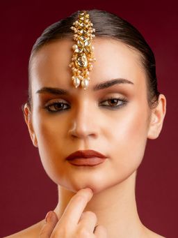 PANASH - Gold-Plated Kundan Pearl Maangtikka