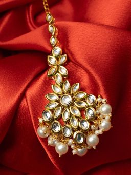 PANASH - Gold-Plated Kundan Studded and Pearls Maangtikka