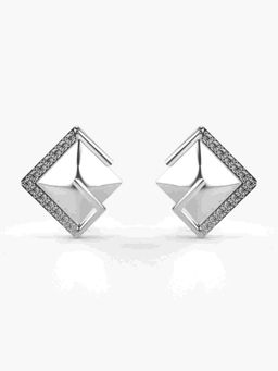 Valanova - Sterling Silver Plated with White Gold and Certified Lab Grown Diamond 0.24 Cts Earrings