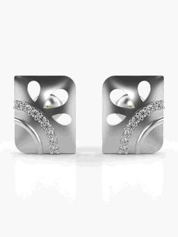Valanova - Sterling Silver Plated with White Gold and Certified Lab Grown Diamond 0.14 Cts Earrings