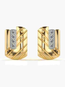 Valanova - Sterling Silver Plated with Yellow Gold and Certified Lab Grown Diamond 0.24 Cts Earrings