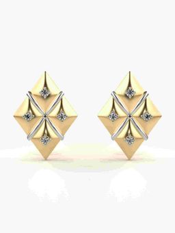 Valanova - Sterling Silver Plated with Yellow Gold and Certified Lab Grown Diamond 0.11 Cts Earrings