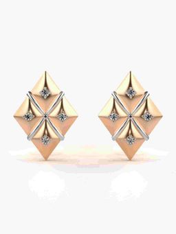 Valanova - Sterling Silver Plated with Rose Gold and Certified Lab Grown Diamond 0.11 Cts Earrings