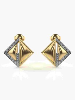 Valanova - Sterling Silver Plated with Yellow Gold and Certified Lab Grown Diamond 0.30 Cts Earrings