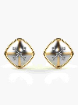 Valanova - Sterling Silver Plated with Yellow Gold and Certified Lab Grown Diamond 0.18 Cts Earrings