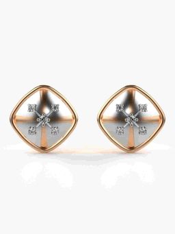 Valanova - Sterling Silver Plated with Rose Gold and Certified Lab Grown Diamond 0.18 Cts Earrings