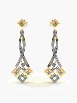 Valanova - Sterling Silver Plated with Yellow Gold and Certified Lab Grown Diamond 0.71 Cts Earrings