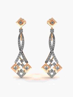 Valanova - Sterling Silver Plated with Rose Gold and Certified Lab Grown Diamond 0.71 Cts Earrings