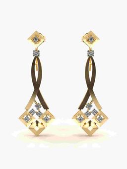 Valanova - Sterling Silver Plated with Yellow Gold and Certified Lab Grown Diamond 0.22 Cts Earrings