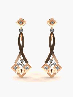 Valanova - Sterling Silver Plated with Rose Gold and Certified Lab Grown Diamond 0.22 Cts Earrings
