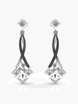 Valanova - Sterling Silver Plated with White Gold and Certified Lab Grown Diamond 0.22 Cts Earrings
