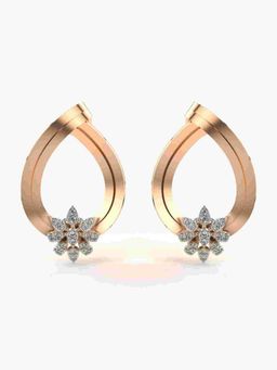 Valanova - Sterling Silver Plated with Rose Gold and Certified Lab Grown Diamond 0.35 Cts Earrings