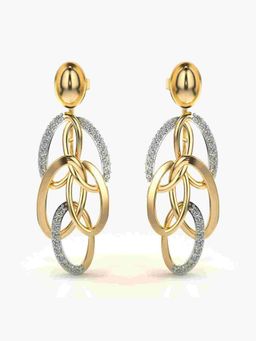 Valanova - Sterling Silver Plated with Yellow Gold and Certified Lab Grown Diamond 0.49 Cts Earrings