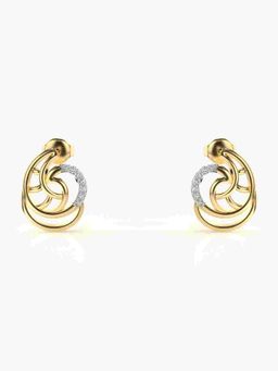 Valanova - Sterling Silver Plated with Yellow Gold and Certified Lab Grown Diamond 0.13 Cts Earrings