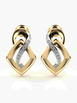 Valanova - Sterling Silver Plated with Yellow Gold and Certified Lab Grown Diamond 0.12 Cts Earrings