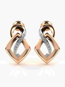 Valanova - Sterling Silver Plated with Rose Gold and Certified Lab Grown Diamond 0.12 Cts Earrings