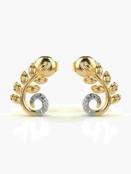 Valanova - Sterling Silver Plated with Yellow Gold and Certified Lab Grown Diamond 0.07 Cts Earrings
