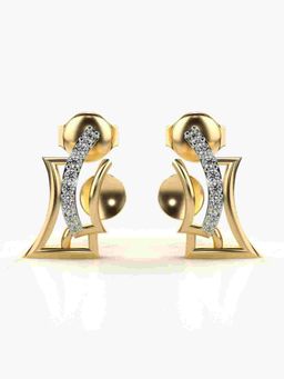 Valanova - Sterling Silver Plated with Yellow Gold and Certified Lab Grown Diamond 0.12 Cts Earrings