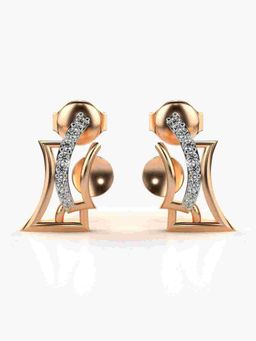 Valanova - Sterling Silver Plated with Rose Gold and Certified Lab Grown Diamond 0.12 Cts Earrings