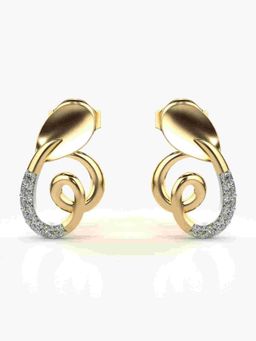Valanova - Sterling Silver Plated with Yellow Gold and Certified Lab Grown Diamond 0.12 Cts Earrings