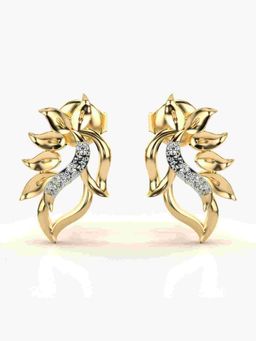 Valanova - Sterling Silver Plated with Yellow Gold and Certified Lab Grown Diamond 0.08 Cts Earrings