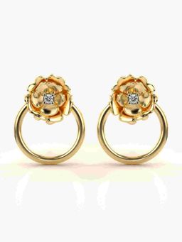 Valanova - Sterling Silver Plated with Yellow Gold and Certified Lab Grown Diamond 0.02 Cts Earrings