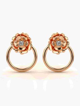 Valanova - Sterling Silver Plated with Rose Gold and Certified Lab Grown Diamond 0.02 Cts Earrings