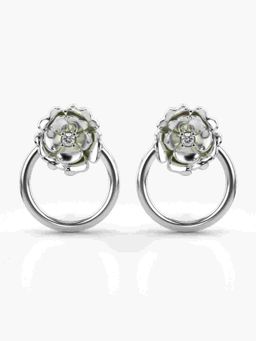 Valanova - Sterling Silver Plated with White Gold and Certified Lab Grown Diamond 0.02 Cts Earrings