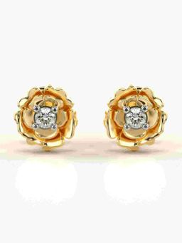 Valanova - Sterling Silver Plated with Yellow Gold and Certified Lab Grown Diamond 0.10 Cts Earrings