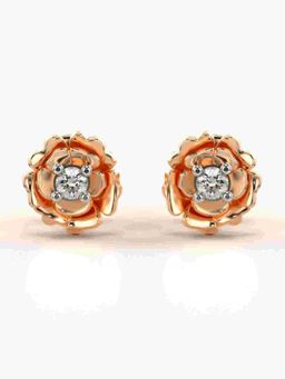 Valanova - Sterling Silver Plated with Rose Gold and Certified Lab Grown Diamond 0.10 Cts Earrings